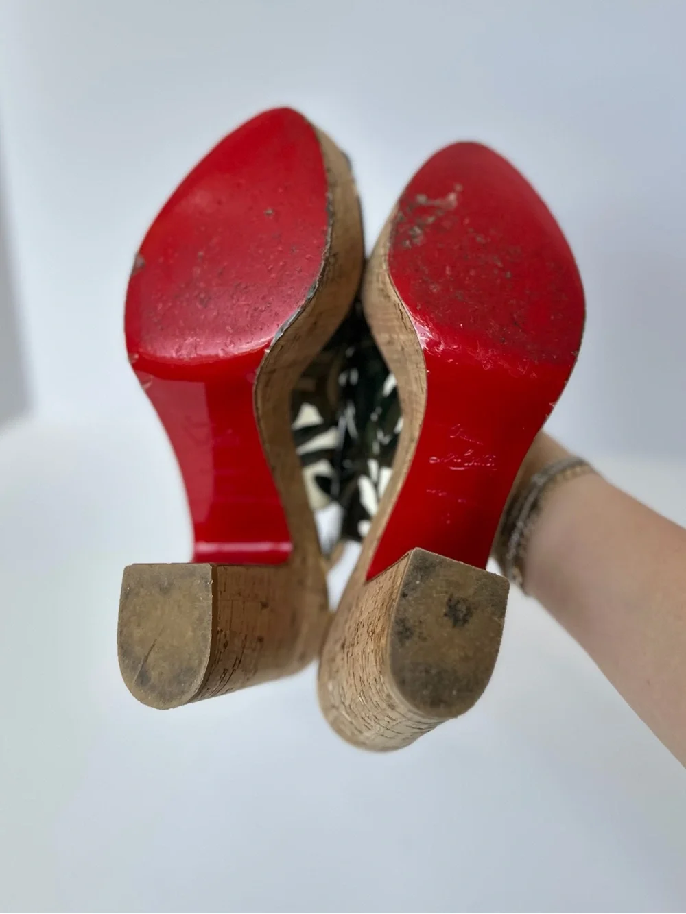 Christian Louboutin Donna Anna 120mm Palm Leaf  printed platform slingbacks